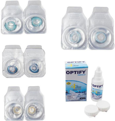 

Optify Combo Pack Monthly Color Contact Lens With Solution Monthly Contact Lens(0, Aqua-Blue-Natural Grey-Sea Blue, Pack of 4)