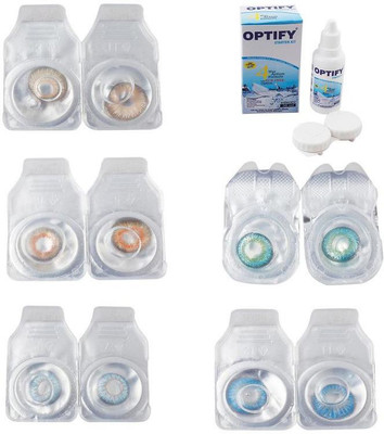 

Optify Combo Pack Monthly Color Contact Lens With Solution Monthly Contact Lens(0, Hazel-Honey-Sea Blue-Green Turquoise-Blue Topaz, Pack of 5)
