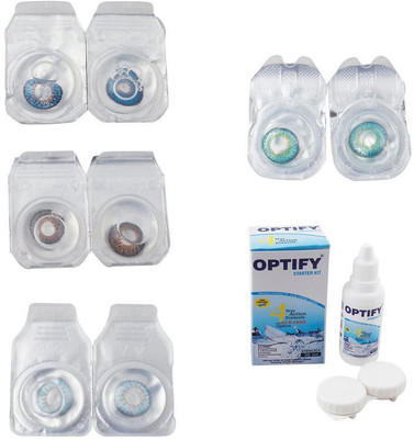 

Optify Combo Pack Monthly Color Contact Lens With Solution Monthly Contact Lens(0, Blue-Brown-Sea Blue-Green Turquoise, Pack of 4)