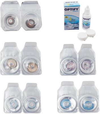 

Optify Combo Pack Monthly Color Contact Lens With Solution Monthly Contact Lens(0, Brown-Hazel-Sea Blue-Violet-Blue Topaz, Pack of 5)