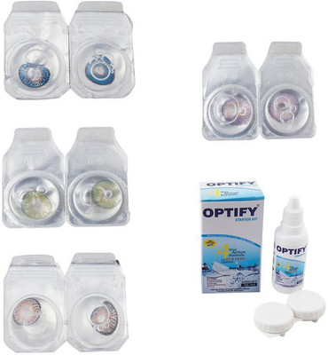 

Optify Combo Pack Monthly Color Contact Lens With Solution Monthly Contact Lens(0, Blue-Green-Grey-Violet, Pack of 4)