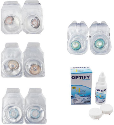 

Optify Combo Pack Monthly Color Contact Lens With Solution Monthly Contact Lens(0, Grey-Hazel-Sea Blue-Green Turquoise, Pack of 4)
