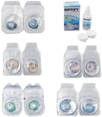 

Optify Combo Pack Monthly Color Contact Lens With Solution Monthly Contact Lens(0, Blue-Gold-Green Turquoise-Violet-Blue Topaz, Pack of 5)
