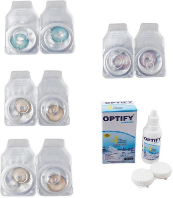 

Optify Combo Pack Monthly Color Contact Lens With Solution Monthly Contact Lens(0, Aqua-Gold-Hazel-Violet, Pack of 4)