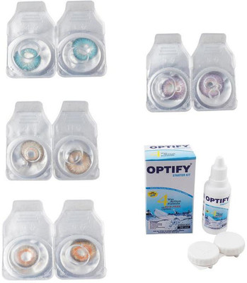 

Optify Combo Pack Monthly Color Contact Lens With Solution Monthly Contact Lens(0, Aqua-Gold-Honey-Violet, Pack of 4)