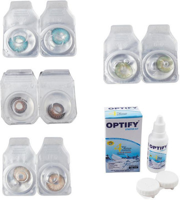 

Optify Combo Pack Monthly Color Contact Lens With Solution Monthly Contact Lens(0, Aqua-Brown-Gold-Green, Pack of 4)