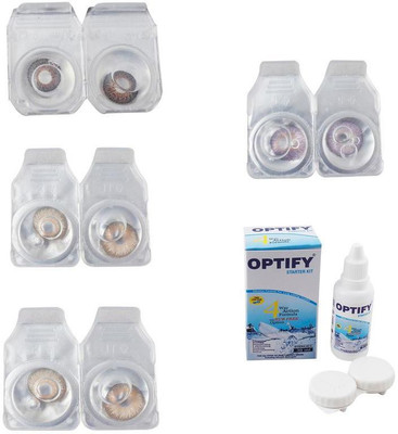 

Optify Combo Pack Monthly Color Contact Lens With Solution Monthly Contact Lens(0, Brown-Gold-Hazel-Violet, Pack of 4)