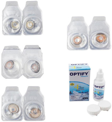 

Optify Combo Pack Monthly Color Contact Lens With Solution Monthly Contact Lens(0, Natural Grey-Grey-Hazel-Honey, Pack of 4)