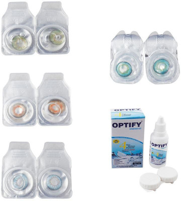 

Optify Combo Pack Monthly Color Contact Lens With Solution Monthly Contact Lens(0, Green-Honey-Sea Blue-Green Turquoise, Pack of 4)