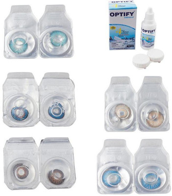 

Optify Combo Pack Monthly Color Contact Lens With Solution Monthly Contact Lens(0, Aqua-Blue-Brown-Gold-Light Blue, Pack of 5)