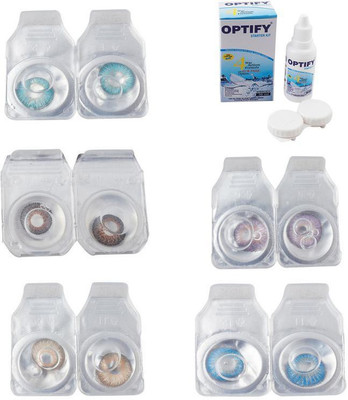 

Optify Combo Pack Monthly Color Contact Lens With Solution Monthly Contact Lens(0, Aqua-Brown-Gold-Violet-Blue Topaz, Pack of 5)