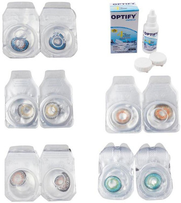 

Optify Combo Pack Monthly Color Contact Lens With Solution Monthly Contact Lens(0, Blue-Natural Grey-Grey-Honey-Green Turquoise, Pack of 5)