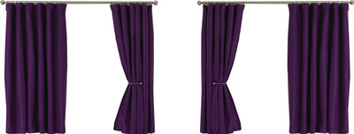 Super Tech Net 152.4 cm (5 ft) Polyester Semi Transparent Window Curtain (Pack Of 4)(Solid, Purple)