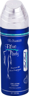 

Al Nuaim BLUE LADY LONG LASTING BODY SPRAY ALCOHOL FREE Body Spray - For Women(200 ml)