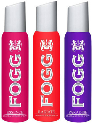 

Fogg Essence, Radiate, Paradise Body Spray - For Men & Women(360 ml, Pack of 3)