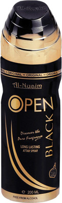 

Al Nuaim OPEN BLACK LONG LASTING BODY SPRAY ALCOHOL FREE Body Spray - For Men & Women(200 ml)