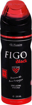 

Al Nuaim FIGO BLACK LONG LASTING BODY SPRAY ALCOHOL FREE Body Spray - For Men(200 ml)