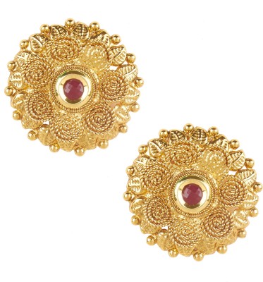 Shining Jewel 22K Kundan Jalebi Coin Gold Stud Earrings For Women (SJ_1431) Brass Stud Earring