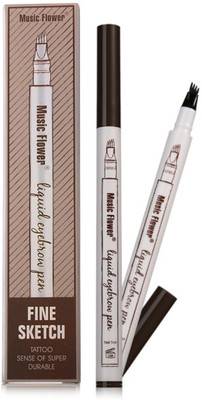 

Music Flower Liquid Eyebrow Pen Waterproof Tattoo Super Durable Eye Brow Pencil Smudge-proof(02 brown)