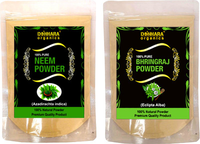 

Donnara Organics 100% Natural Neem Powder and Bhringraj powder Combo pack of 2 of 150 gms(300 gms)(300 g)