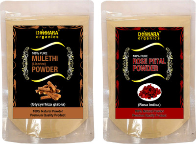 

Donnara Organics 100% Natural Mulethi(Licorice) Powder and Rose Petal powder Combo pack of 2 of 150 gms(300 gms)(300 g)