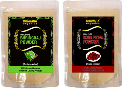 

Donnara Organics 100% Natural Bhringraj Powder and Rose Petal powder Combo pack of 2 of 150 gms(300 gms)(300 g)