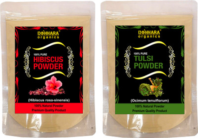 

Donnara Organics 100% Natural Hibiscus Powder and Tulsi powder Combo pack of 2 of 150 gms(300 gms)(300 g)