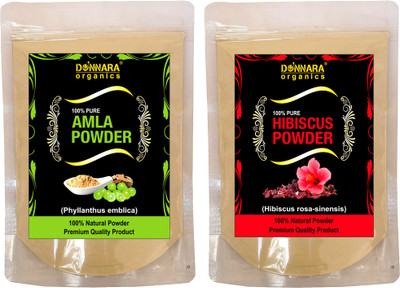 Donnara Organics 100% Natural Amla Powder and Hibiscus powder Combo pack of 2 of 150 gms(300 gms)(300 g)