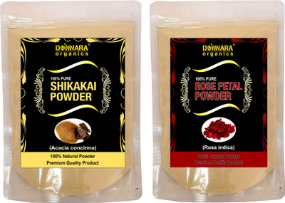 

Donnara Organics 100% Natural Shikakai Powder and Rose Petal powder Combo pack of 2 of 150 gms(300 gms)(300 g)
