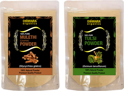

Donnara Organics 100% Natural Mulethi(Licorice) Powder and Tulsi powder Combo pack of 2 of 150 gms(300 gms)(300 g)