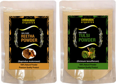 

Donnara Organics 100% Natural Reetha Powder and Tulsi powder Combo pack of 2 of 150 gms(300 gms)(300 g)