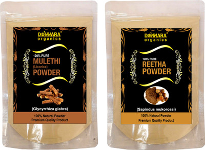 

Donnara Organics 100% Natural Mulethi(Licorice) Powder and Reetha powder Combo pack of 2 of 150 gms(300 gms)(300 g)