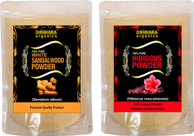 

Donnara Organics 100% Natural Sandalwood Powder and Hibiscus powder Combo pack of 2 of 150 gms(300 gms)(300 g)