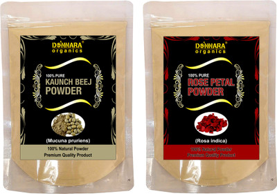 

Donnara Organics 100% Natural Rose Petal Powder and Kaunch Beej powder Combo pack of 2 of 150 gms(300 gms)(300 g)