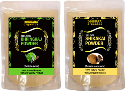 

Donnara Organics 100% Natural Bhringraj Powder and Shikakai powder Combo pack of 2 of 150 gms(300 gms)(300 g)