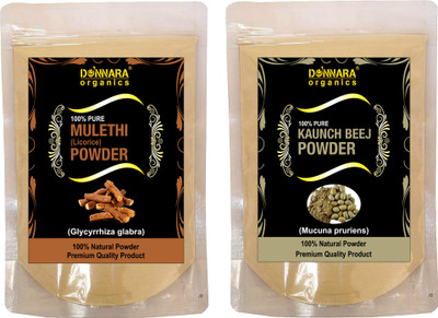

Donnara Organics 100% Natural Mulethi(Licorice) Powder and Kaunch Beej powder Combo pack of 2 of 150 gms(300 gms)(300 g)