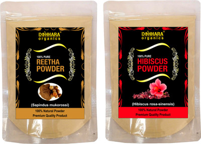 

Donnara Organics 100% Natural Reetha Powder and Hibiscus powder Combo pack of 2 of 150 gms(300 gms)(300 g)
