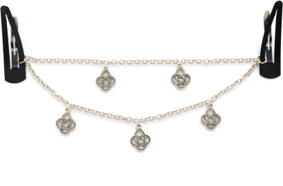 

Pretty Ponytails Ethnic Clover Mandala Headchain Silver Hair Jewelry Hair Chain(Silver, Black)