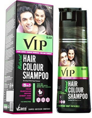 

VIP Natural Hair Colour Shampoo. Black 180ml, pack of 3 Hair Color(Black)