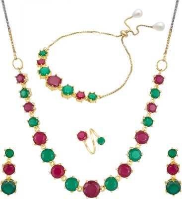 LUXOR Alloy Gold-plated Gold, Green, Maroon Jewellery Set(Pack of 1)