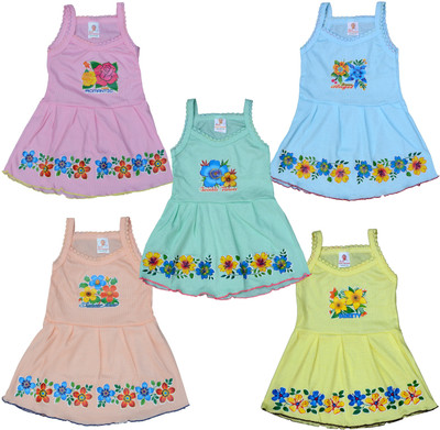 Just Live Fashion Girls Short/Mid Thigh Casual Dress(Multicolor, Sleeveless)