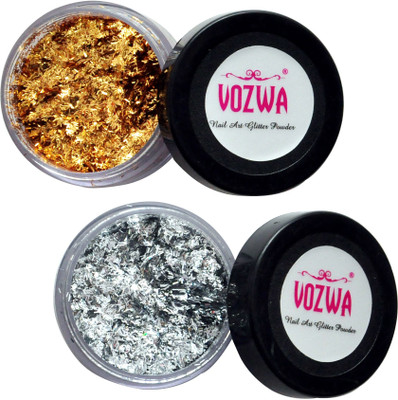 

Vozwa Fabulous Sparkles Nail Art Fiber Glitter Powder (Golden and Silver)(Golden)