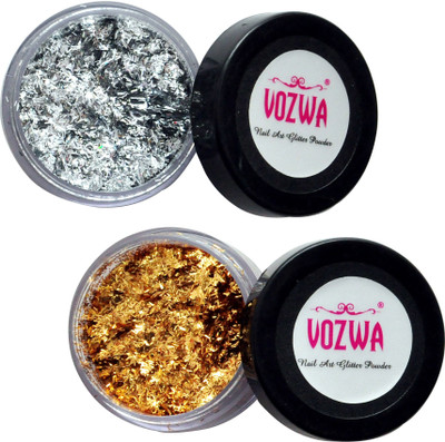

Vozwa Sparkles Nail Art Fiber Glitter Powder (Golden and Silver)(Golden)