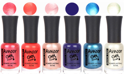 

Avnoor Trendy Color Gel Nail Polish Combo Set No 1041 Multicolor(Pack of 6)