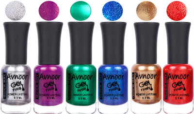 

Avnoor Trendy Color Gel Nail Polish Combo Set No 1007 Multicolor(Pack of 6)