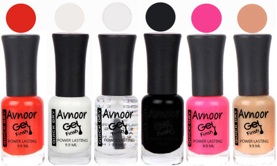 

Avnoor Trendy Color Gel Nail Polish Combo Set No 1107 Multicolor(Pack of 6)