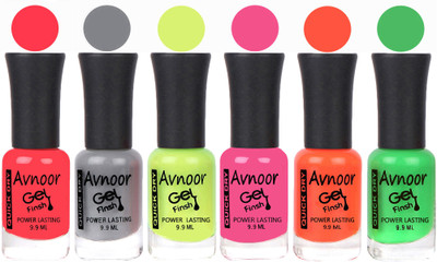 

Avnoor Trendy Color Gel Nail Polish Combo Set No 1081 Multicolor(Pack of 6)