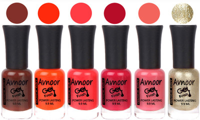 

Avnoor Trendy Color Gel Nail Polish Combo Set No 1066 Multicolor(Pack of 6)