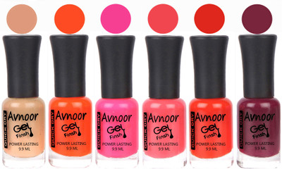 

Avnoor Trendy Color Gel Nail Polish Combo Set No 1095 Multicolor(Pack of 6)