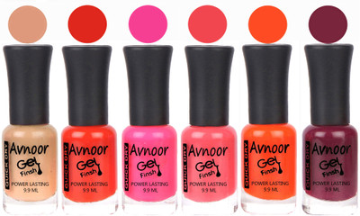 

Avnoor Trendy Color Gel Nail Polish Combo Set No 1091 Multicolor(Pack of 6)